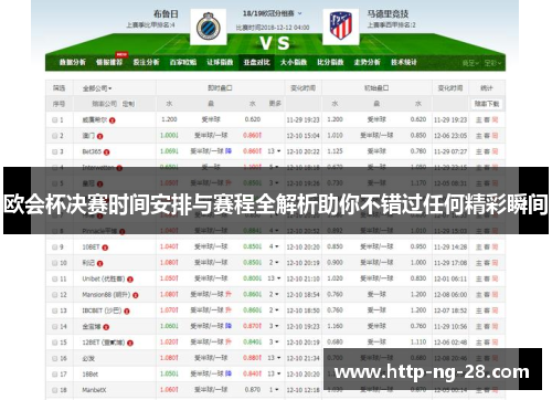 欧会杯决赛时间安排与赛程全解析助你不错过任何精彩瞬间